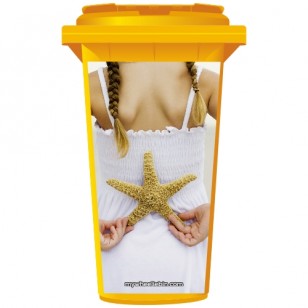Young Girl With A Star Fish Wheelie Bin Sticker Panel